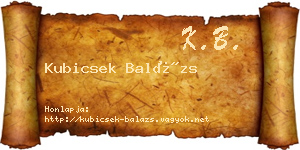 Kubicsek Balázs névjegykártya